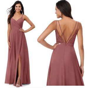 AZAZIE Lennon A-Line Lace Strappy Back Chiffon Dress, Amethyst 12 NWT